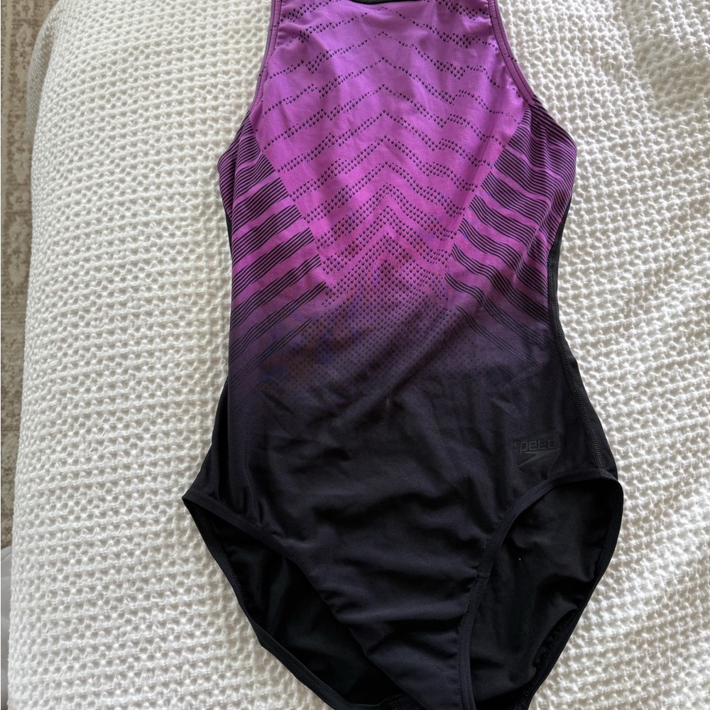 Speedo Endurance Black and Purple Swimsuit